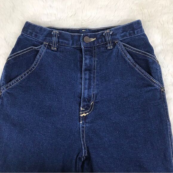 Vintage 50s Bareback Tapered Leg Cuffed Mom Jean‎ Rockabilly Dark Wash Size 0 - Picture 3 of 13